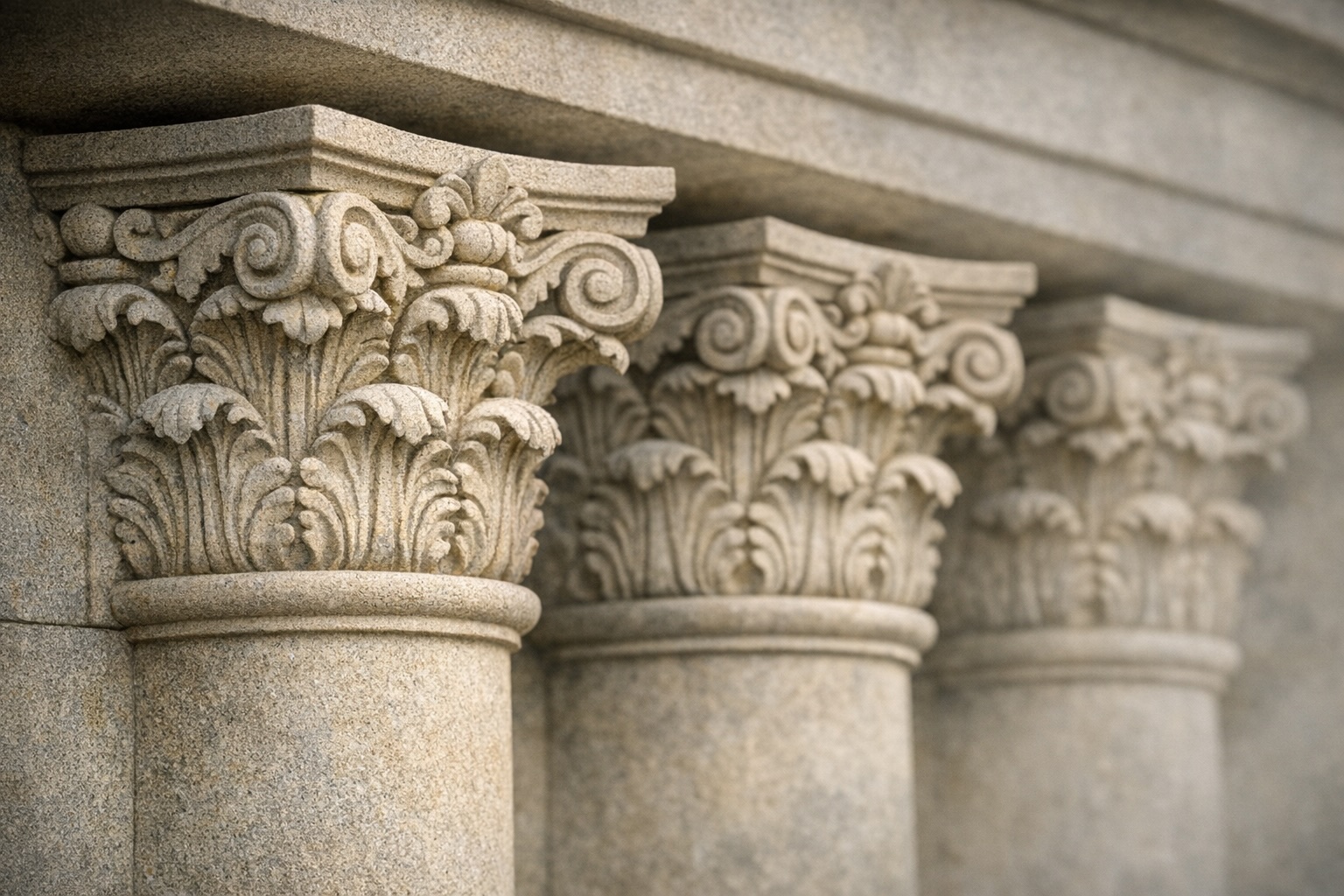 Three Corinthian capitals.